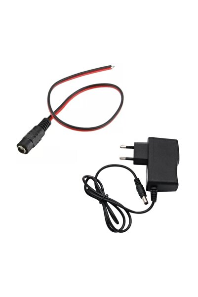 Devre Dünyası 12V 1A Modem ve Arduino Uyumlu Priz Tipi Adaptör ve Güç Soketi 2.1mm DC Barrel Dişi Jack Kablosu