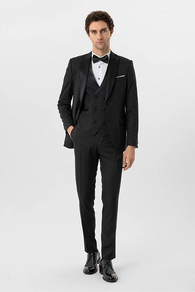 SÜVARİ Slim Fit Armor Patterned Mono Collar New Season Smoking Clutch Suit