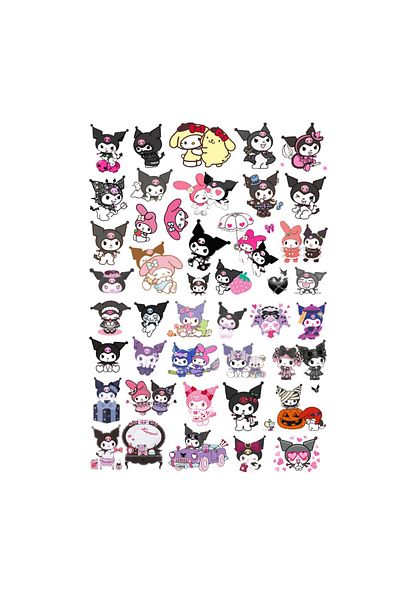 Ororabutik Σετ αυτοκόλλητων Kuromi My Melody 43 τεμαχίων - Σετ αυτοκόλλητων Scrapbook Bullet Journal