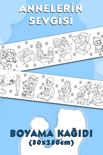 BiWini Anneler Günü Kutlu Olsun :) Temalı Dev Boyama Kağıdı 2,5 Metre Rulo Bo...