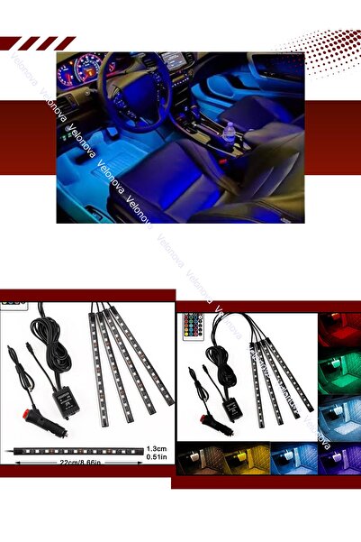 teknotrust 4 قطع إضاءة تحت القدم مع جهاز تحكم عن بعد 12 مصباح LED متعدد الألو...