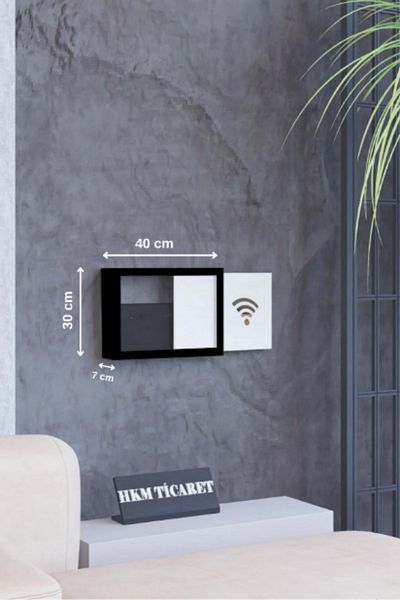 HKM Ticaret 30X40X7 cm Black Wall Hanging Insurance and Modem-Wifi Storage Box! Storage Box