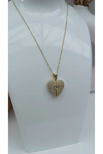 shop 1.Sınıf Çelik Kararma Yapmaz Zirkon Taşlı  Kalp ve Açılınca Melek Figürlü Kolye