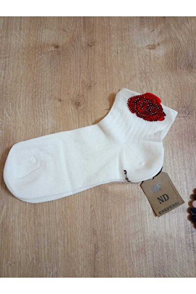 ENEFENDİ Дамски чорапи в цвят екрю - памучни, в цвят розово, ароматизирани и еластични, без шев на пръстите, размери 36-40