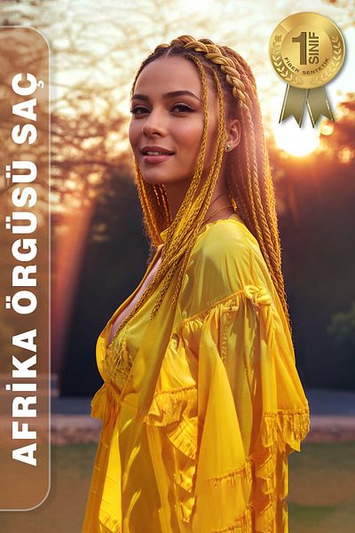 KONAK PERUK Fibră sintetică galbenă împletită africană - pentru Rasta și Box Braid