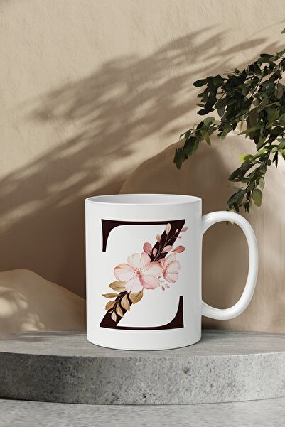 Personalized Z Letter Flower Mug