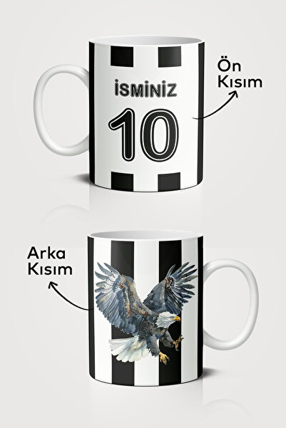Gizeo Concept Siyah Beyaz Çubuklu Forma Kartal Desenli Kişiye Özel Taraftar B...