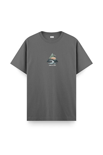 Orvia Life تي شيرت أنثراسايت جبل عادي