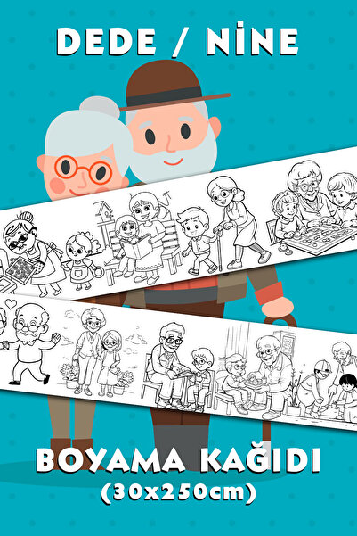 BiWini Dede / Nine Temalı Dev Boyama Kağıdı 2,5 Metre Rulo Boyama Kağıdı - Ço...