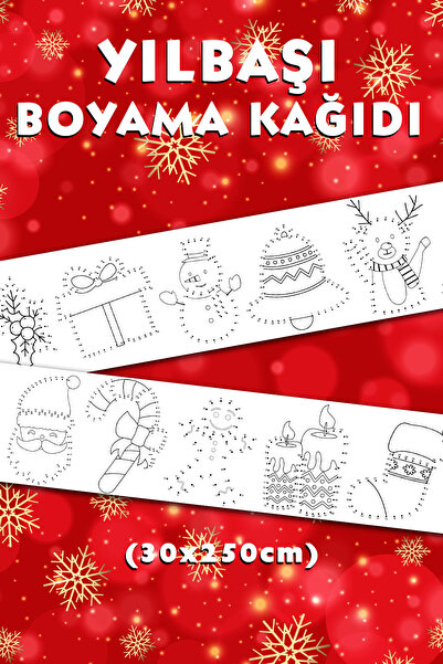 Christmas Themed Giant Coloring Paper with Dots 2.50 Meter Coloring Paper - Kids Educational Coloring
