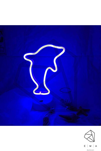 Ema Dükkan Yunus Neon Led Işıklı Usb'li Gece Lambası Pilli Neon Led Işıklı Ma...
