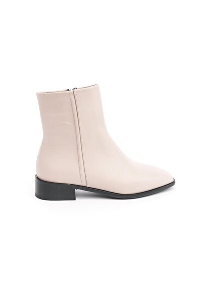 derinet Klasik Hakiki Deri Fermuarlı Kadın Bot