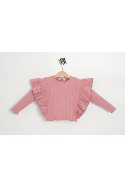 Milangel Kız Çocuk Örme Kumaş Fırfırlı Sweatshirt