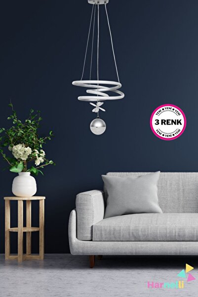 Harnelli 3 Renk Yanabilen Şeker Camlı Modern Ledli Avize