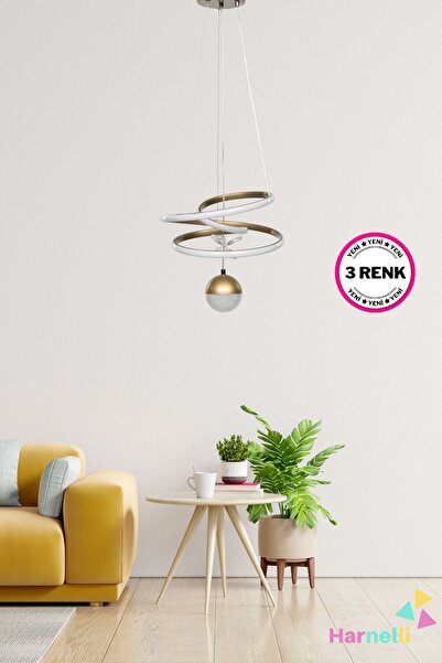 Harnelli 3 Renk Yanabilen Şeker Camlı Modern Ledli Avize