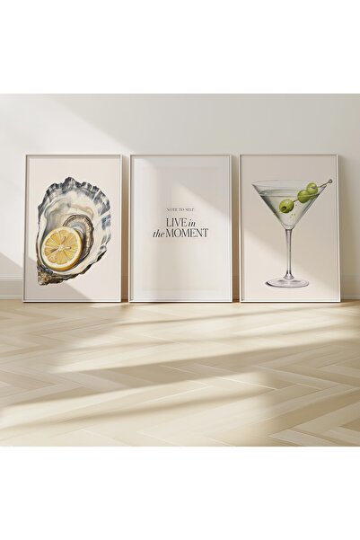 Home 3'lü İstiridye ve Kokteyl Duvar Dekoru, Maksimalist Duvar Sanatı, Ev Dek...