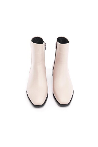 derinet Klasik Hakiki Deri Fermuarlı Kadın Bot