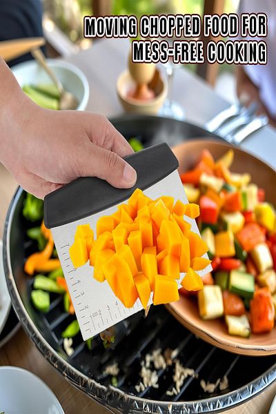 Tor Store Multipurpose Kitchen Spatula Tool with Stainless Steel Countertop Scraper and Dough Cutter Measure