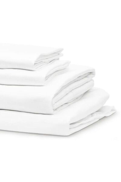 Mef Collection Hotel Type 4-Piece Sheet Set White 180X235 | Economical Single Person Without a Car