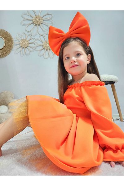 Tinypeople Girls' Orange Evening Dress Dress Girls' Birthday Dress Children's Party Dress Orange Evening Dress