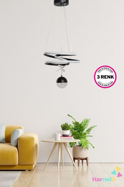 Harnelli 3 Renk Yanabilen Şeker Camlı Modern Ledli Avize