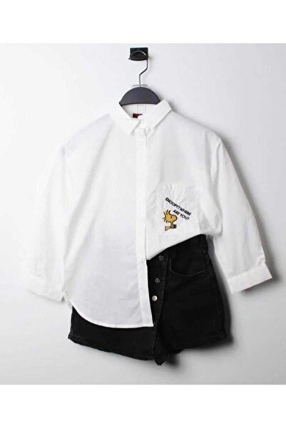 MOW قميص بناتي بتفاصيل معالجة سنوبي للأطفال