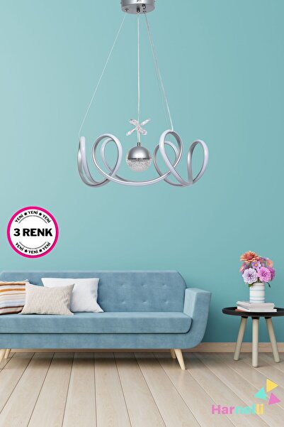 Harnelli 3 Renk Yanabilen Şeker Camlı Modern Ledli Avize