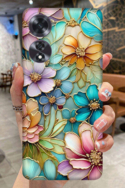 OPPO A60 Çiçek Desenli Kamera Korumalı HD Baskılı Silikon Kılıf