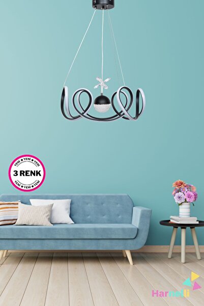 Harnelli 3 Renk Yanabilen Şeker Camlı Modern Ledli Avize