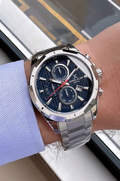 Daniel Klein Royal Original Men Wristwatch 3 Atm Waterproof Silver Color Steel Band Gift Wristband Dke2107C2