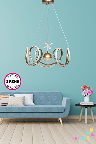 Harnelli 3 Renk Yanabilen Şeker Camlı Modern Ledli Avize