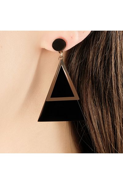 Lekka Design Dangle Women's Anti-Tarnish Steel Triangle Rose Earrings