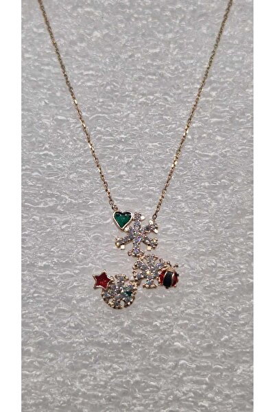 CAN Kar Tanesi Kolye - Hayalet Zincir - 925 Ayar Gümüş - Dikey - Gümüş Üzeri Sarı Kap. Sterlıng Sılver