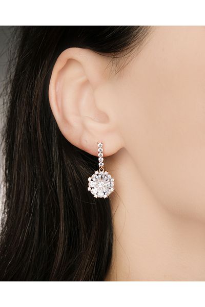 Lekka Design Women's Non-Tarnish Steel Luxury Jewelry Zircon Stone Swinging Flower Evening Dress Earrings