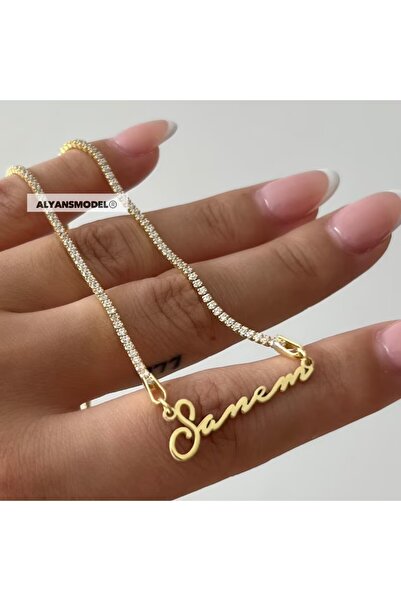 Store Pırlanta Kesim İsimli Kişiye özel Suyolu Gümüş Taşlı Kolye (Sadece Alyansmodelde)