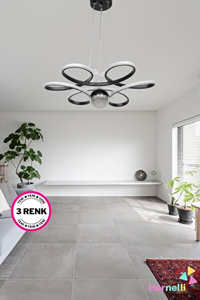 Harnelli 3 Renk Yanabilen Şeker Camlı Modern Ledli Avize