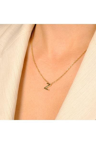 Lekka Design Women's Non-Tarnish Steel Z Letter Necklace