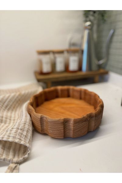 BUCOLIC Natural Wavy Wooden Presentation Plate - Bowl - Wooden Bowl