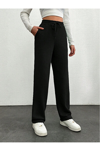 CAONNES Μαύρα casual ρούχα φαρδιά ίσια φούτερ