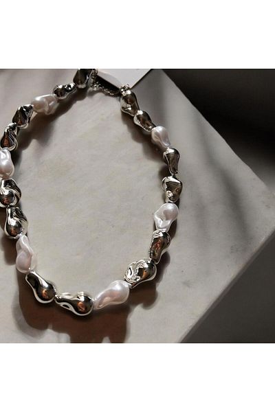 Rachel Vip, Special Series Asymmetrical Ballpoint Necklace with Pearls