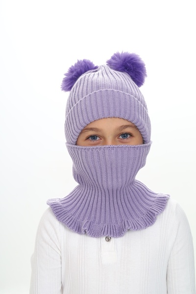 Sevimli Girl's Beret Neck Collar Suit with Double Pompom 4-10 Years Old