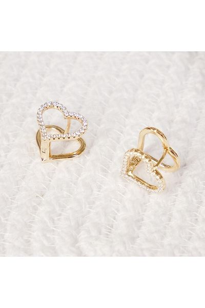 Lekka Design Women's Non-Tarnish Steel Luxury Zircon Stone Heart Earrings