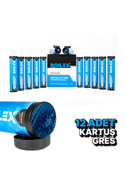 BOILEX Yüksek Sıcaklık Performans Kartuş Tüp Gres - Mavi Gres Yağı - 12 Adet X 400 gr