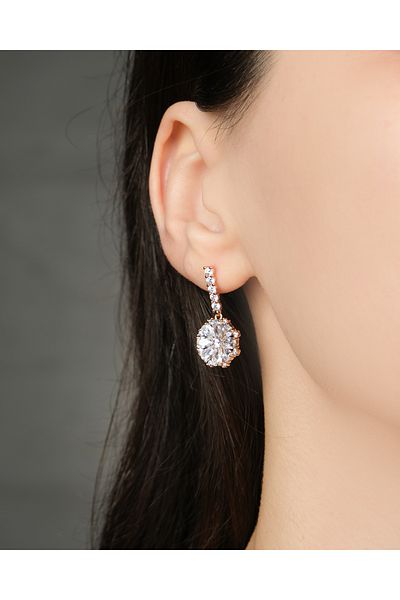 Lekka Design Women's Non-Tarnish Steel Luxury Jewelry Zircon Stone Swinging Flower Evening Dress Earrings