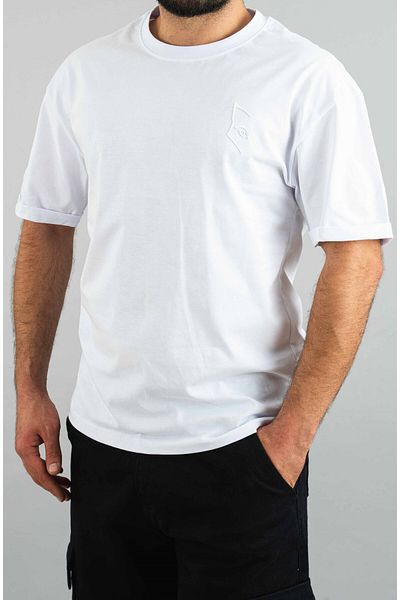bombe Men's White T-Shirt - Basic, Semi-Owersize, Solid Printed