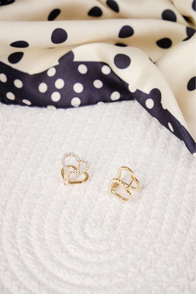 Lekka Design Women's Non-Tarnish Steel Luxury Zircon Stone Heart Earrings