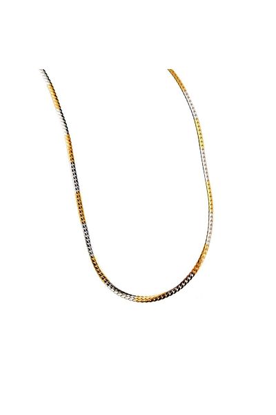 Lekka Design Non-Tarnish Steel Double Color Men's Flat Chain Necklace