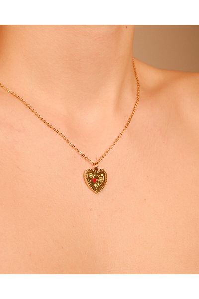 Lekka Design VIP Series Steel Women's Red Heart Lover Heart Necklace
