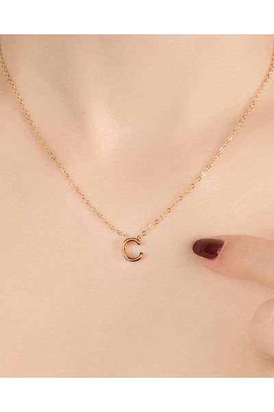 Lekka Design Women's Non-Tarnish Steel Jewelry Letter C Necklace