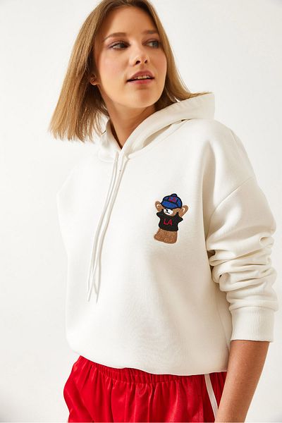 Bianco Lucci Damen-Sweatshirt mit Kapuze und drei Fäden 60351294